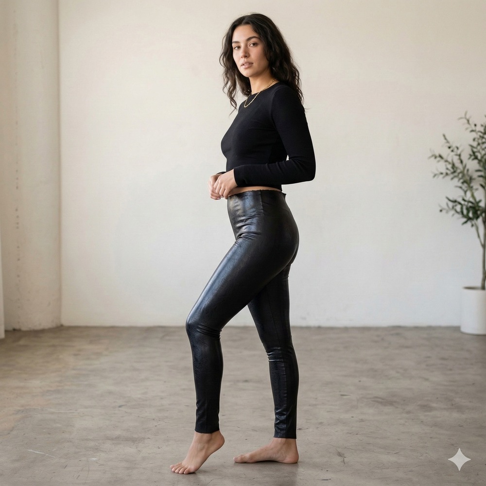 Commando Faux Leather Leggings Womens XS Black High Waisted Slim Fit